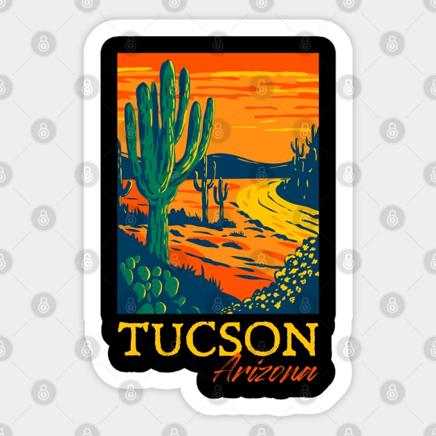 Tucson Arizona Cactus Vintage Retro Desert Souvenir Sticker by grendelfly73